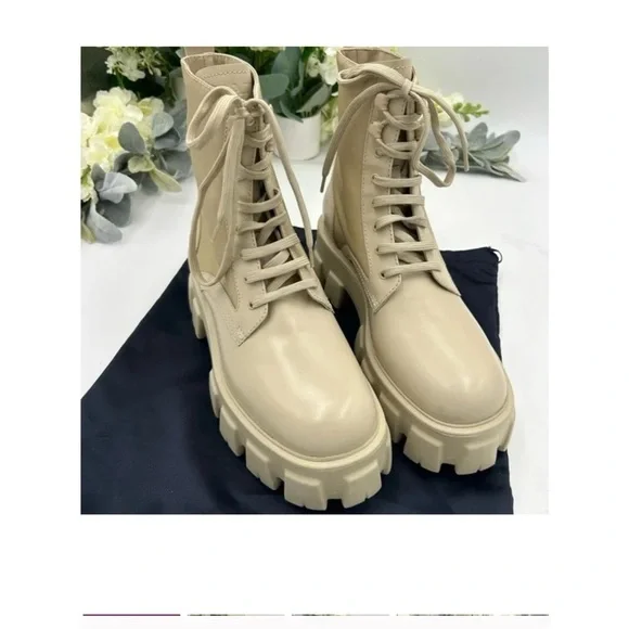 Prada mONOLITH brushed leather boots size 39 made in Italy - Picture 2 of 6